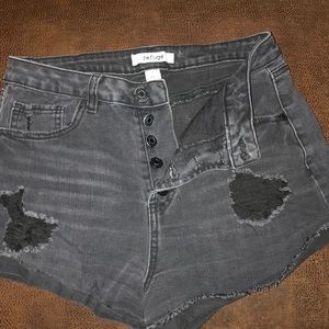 High waisted distressed shorts